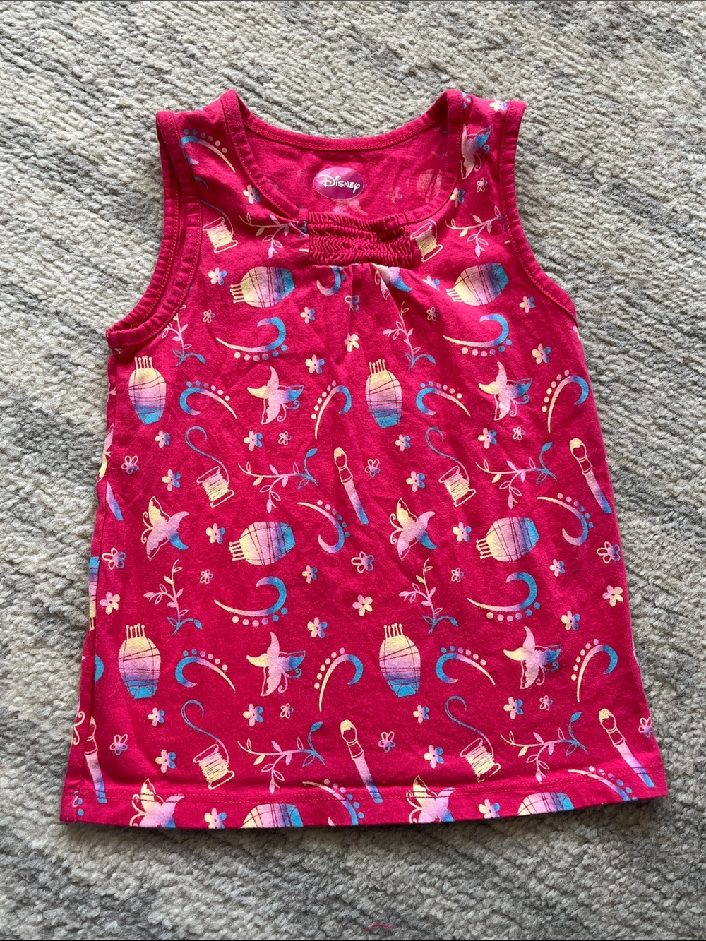 Disney Bright Pink Girls' Sleeveless Tank with Colorful Motifs